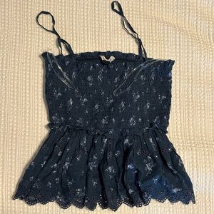 American Eagle Outfitters Blue Smocked Top